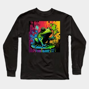 Cosmic Frog Splatter Paint Long Sleeve T-Shirt